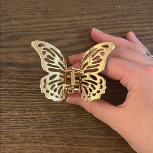 Gold Butterfly Metal Hair Claw Clip.